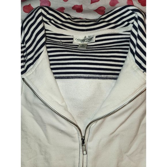 Womens Coldwater Creek zip front white hoodie sz M - Picture 2 of 9